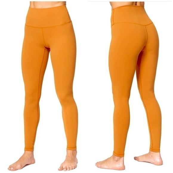 SUNZEL 28" High Waisted Workout Leggings- Yellow/Orange Size Medium - Picture 1 of 6